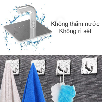 Combo 4 móc treo đồ quần áo dán tường inox 304 HOBBY Home Decor V35-4