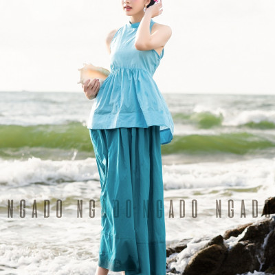 Áo yếm xanh ngọc NGADO , Áo kiểu nữ , Áo thiết kế