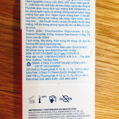 NƯỚC SÚC MIỆNG KIN GINGIVAL NGĂN NGỪA VIÊM NƯỚU 250ML