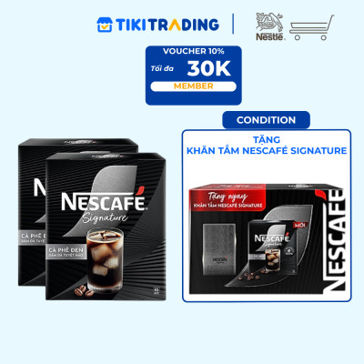 [Tặng 01 Khăn tắm NESCAFÉ Signature] Combo 2 hộp Cà phê đen hòa tan NESCAFÉ Signature Hộp 10 gói ĐẬM ĐÀ TUYỆT HẢO