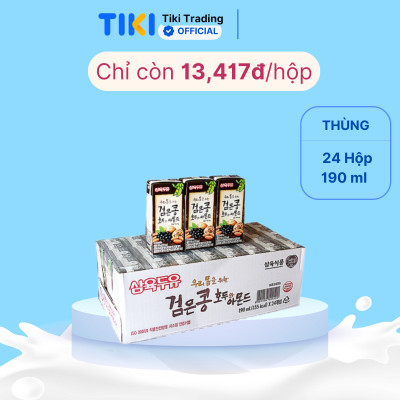 Thùng 24 Hộp Sữa Đậu Đen, Óc Chó, Hạnh Nhân Sahmyook Foods (190ml / Hộp)