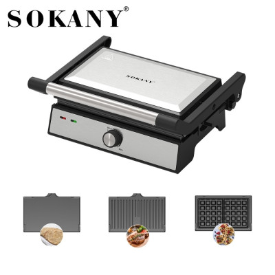 Máy kẹp nướng đa năng 3IN1 SOKANY SK-08092 công suất cao 1500W, bộ 3 khay nướng đa năng, tháo lắp dễ dàng vệ sinh - HÀNG CHÍNH HÃNG - DELIYA