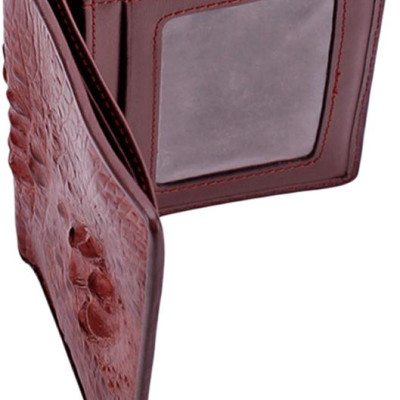 Ví Nam Da Cá Sấu Nguyên Con Kiểu Đứng Huy Hoàng HT2237 (12.5 x 10 cm) - Nâu Đỏ