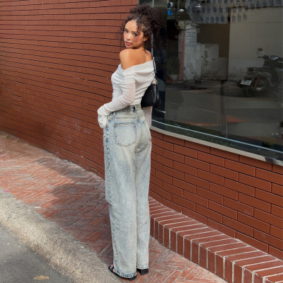 Quần Jean Ống Rộng Classic Air Blue Aaa Jeans