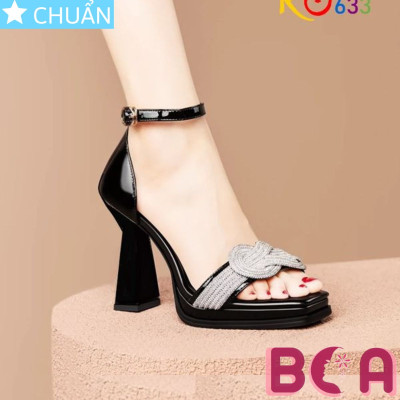 Giày cao gót nữ hở mũi 9 phân RO633 quai cổ chân, quai ngang lấp lánh với những hạt đá siêu xinh, đi tiệc là cực đỉnh