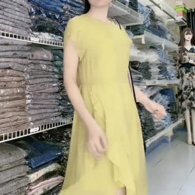 Đầm đuôi cá bất đối xứng suông nhẹ Myqlothing.