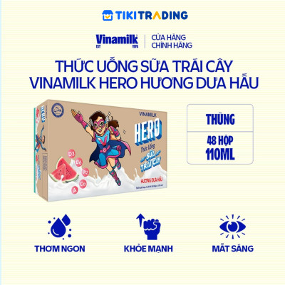 Thùng 48 hộp thức uống sữa trái cây vị dưa hấu Vinamilk Hero 110ml