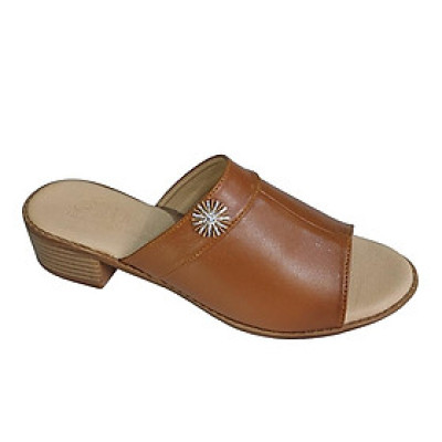 Dép Nữ Quai Ngang Cao Gót Da Bò Thật TiTi ĐÔ Cao Cấp 4cm DNU2173