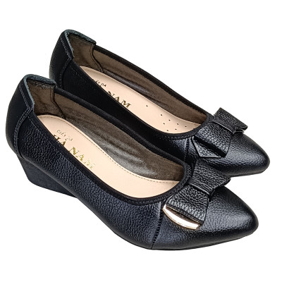 Giày Nữ Búp Bê Đế Xuồng HÀ NAM Da Bò Thật Thời Trang cao 5cm GBBN2042