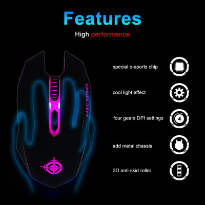  Chuột chơi game có dây USB  Đèn LED 2000DPI Có thể điều chỉnh cho máy tính xách tay PC MAGIC-REFINER MG5