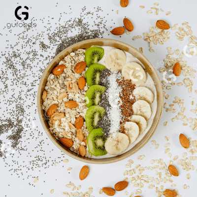 Bột Yến mạch ăn liền GUfoods - Nguyên liệu nhập khẩu, Bột đã chín, Giàu chất xơ & protein thực vật, Tốt cho sức khoẻ, Ăn kiêng, Healthy, Tập gym, Eat clean (túi 500g)