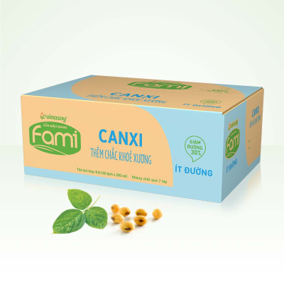 Thùng Sữa đậu nành Vinasoy Fami Canxi ít đường (200ml x 40 bịch)