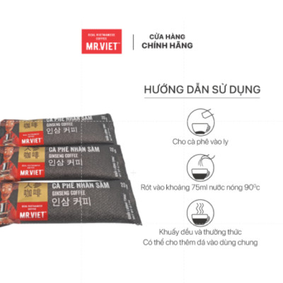 Cà phê Nhân Sâm -thương hiệu MR.VIET ( 12 gói  *20gr )