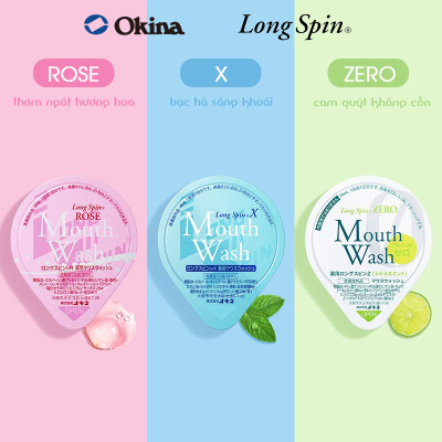 Nước súc miệng bỏ túi OKINA dòng LONG SPIN ZERO Nhật Bản hương Cam Quýt Bạc Hà không cồn – Hộp 100 hũ x 14ml