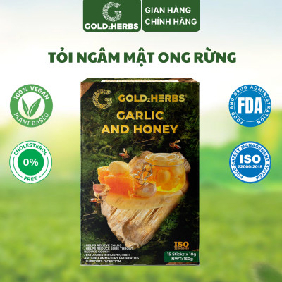 Tỏi ngâm mật ong rừng GoldzHerbs, 100% mật ong nguyên chất – Hũ 300g/ Hộp 15 gói x 10g