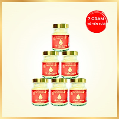 [Set 6 lọ Không hộp] Yến sào chưng Đường Phèn 7 gram Tổ Yến Tươi - Yến Sào Nam Trân, Bồi bổ sức khoẻ. Lọ 70 ml
