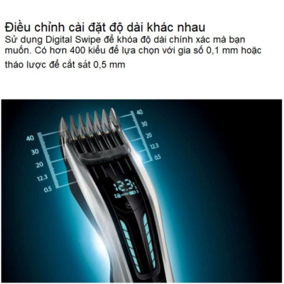 Tông đơ cắt tóc Dualcut, Titanium, Series 9000 Thương hiệu Hà Lan cao cấp Philips - HC9450 - Hàng Nhập Khẩu (Bảo hành 24 Tháng)