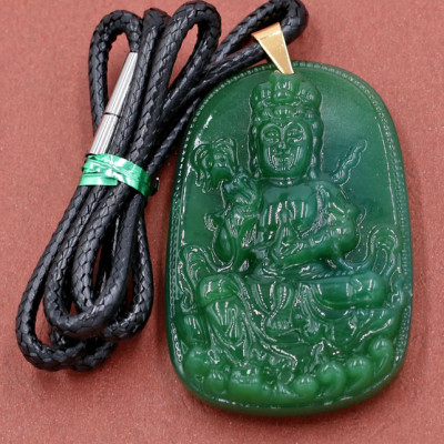 Dây chuyền mặt Quan Âm Bồ Tát - thạch anh xanh 5.7cm DEQAXL2