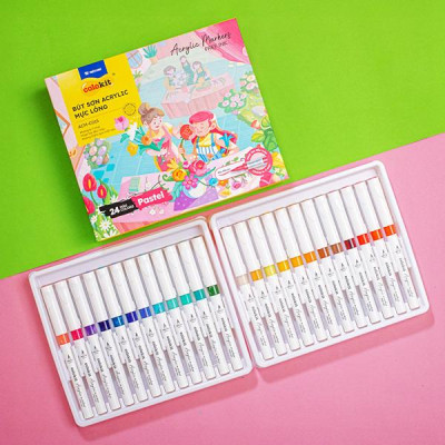 Hộp 24 Bút Sơn Acrylic Màu Pastel - Mực Lỏng - Colokit ACM-C015