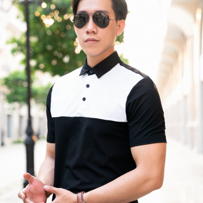 Áo Polo Nam Thể Thao Cổ Sơ Mi ALLPUR CoolMax Siêu Mát - Ngăn mùi - Màu Đen Phối Trắng