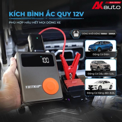 [HÀNG CHÍNH HÃNG] Kích Bình Ắc Quy & Bơm Lốp Vietmap DK-MF139 - Tích hợp đa năng 4 trong 1