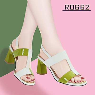 Sandal nữ quai chữ T phối màu ROSATA RO662 cao 7p - HÀNG VIỆT NAM - BKSTORE
