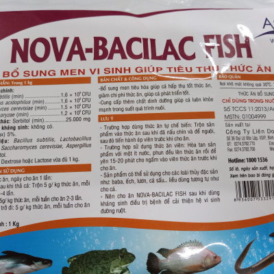 Men tiêu hóa cho cá Bacilac bổ sung men vi sinh giúp tiêu thụ thức ăn tốt (gói 1kg)