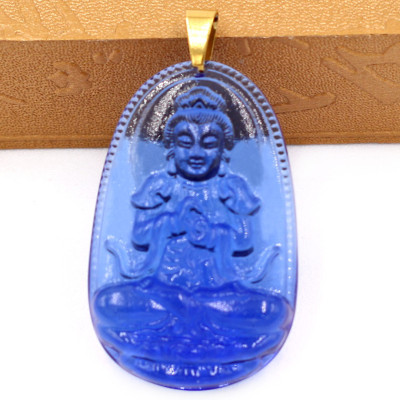 Mặt Đại Nhật như lai pha lê xanh 5cm