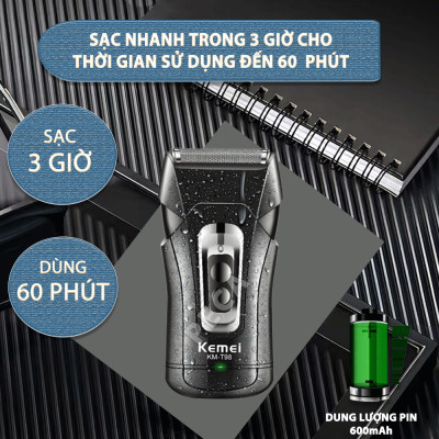 Máy cạo râu mini Kemei KM-T98 công suất mạnh mẽ 5W chống nước IPX5 - Hàng chính hãng