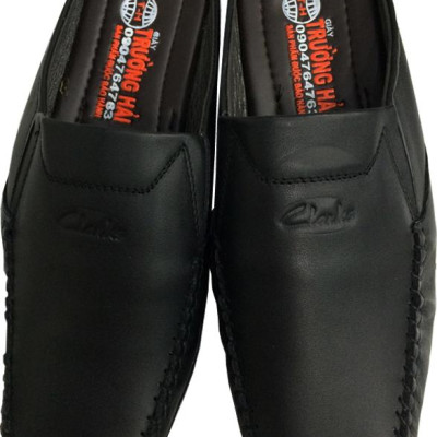 Dép nam bít mũi Trường Hải màu đen  da bò thật  cao cấp  mềm mại M213