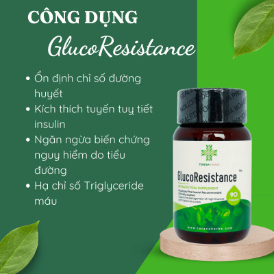 Viên Uống Hỗ Trợ Tiểu Đường Ổn Định Đường Huyết Teresa Herbs GlucoResistance Nhập Khẩu Mỹ – 90 Viên