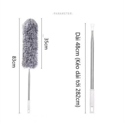 Chổi Lông Quét Trần Nhà Quét Bụi Mạng Nhện Trên Cao Uấn Dẻo Đồ Dài Co Giãn Lên Đến 2,8m Cán Inox Xoay 360