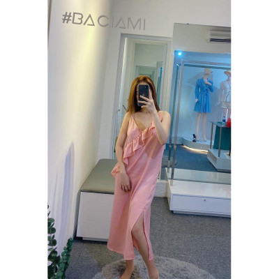 Baciami-Đầm 2 Dây Nhún Bèo Xẻ Đinh