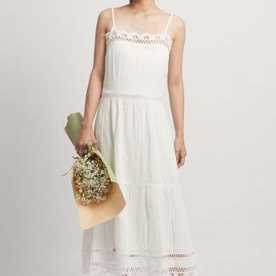 Maxi Trắng Cotton Ren Cao Cấp Luna Llena