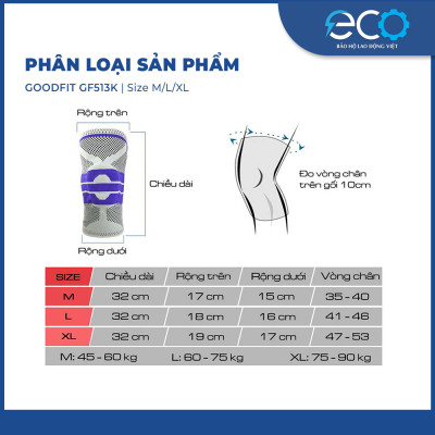 Băng bảo vệ đầu gối, bó gối thể thao silicon GF513K GoodFit chính hãng giá tốt