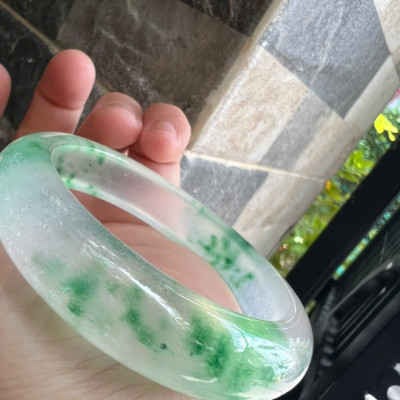 Vòng Tay Nữ Bản Hẹ Đá Mã Não DuLong Trắng Xanh Rong Biển Trong Bóng Đẹp Ni 53mm Cao 13mm Dầy 8mm Nữ 50kg - 55kg đeo Món quà tặng Nữ đeo tay xinh rẻ đẹp ý nghĩa ạ