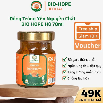 Hũ Đông Trùng Yến Nguyên Chất BIO HOPE Hỗ Trợ Điều Tiết Đường Huyết, Kiểm Soát Bệnh Tiểu Đường- Hũ 70ml