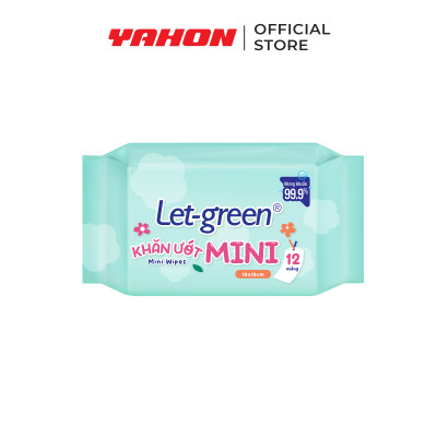 Combo Lốc Khăn Ướt Mini LET-GREEN 12 Miếng/Gói, 6 Gói/Lốc