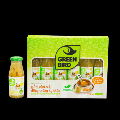 Hộp quà Green Bird - Nước Uống Bổ Dưỡng Yến Sào và Đông Trùng Hạ Thảo - (6chai*185ml)