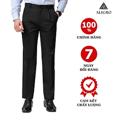 Quần Âu Nam ALIGRO 1 ly màu đen Chuẩn Form , Tôn Dáng, Chất Liệu Cotton Cao Cấp ALGL1008