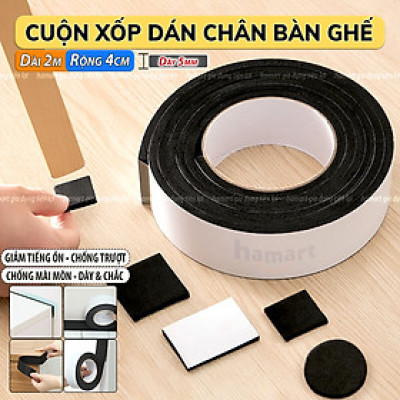 Cuộn Xốp Dán Chân Bàn Ghế Chống Ồn Keo Tự Dính Viền Nội Thất Bịt Khe Cửa Sổ Góc Bàn Chống Va Đập