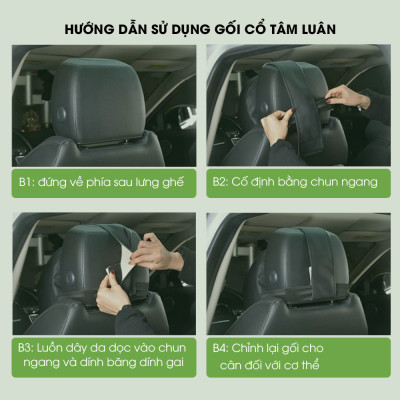 Gối tựa đầu xe ô tô cao su non, gối tựa lưng ô tô cao cấp kê cổ tựa lưng ghế ô tô, massage vai gáy phụ kiện xe hơi Tâm Luân