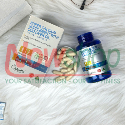 Super Calcium Supplement With Cod Liver Oil 1000mg Careline hộp 60 viên bổ sung canxi và omega 3