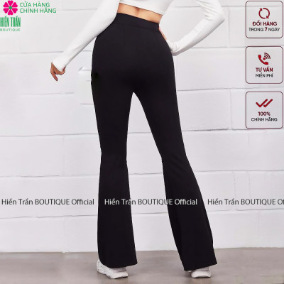 Quần ống loe Hiền Trần BOUTIQUE nữ lưng cạp cao co giãn form đẹp legging bigsize vải Umi Hàn dày dặn dáng dài