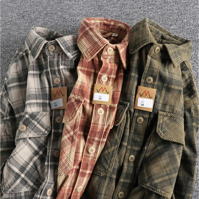 Áo sơ mi vải nhung phong cách Retro_Biker_Army