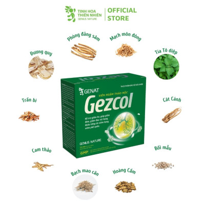 Combo Gia Đình - 5 sản phẩm kẹo Genat - Kẹo thảo mộc Covitux, Genat Gừng Plus, Genat chanh sả, viên ngậm Zalocol  và Gezcol hỗ trợ giảm ho, giảm đờm, đau rát họng
