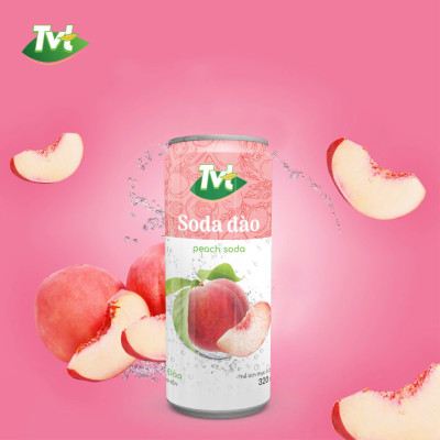 [Lốc 06 lon 320ml] Soda Đào TVT - Nước cốt đào tự nhiên cùng soda nhẹ nhàng