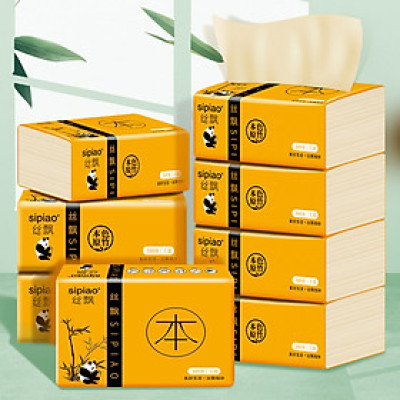 Giấy Ăn Gấu Trúc Cao Cấp Siêu Dai MINIIN - Giấy Rút Sợi Tre An Toàn Không Chất Tẩy Trắng 