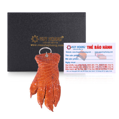 Móc khóa da cá sấu Huy Hoàng nguyên màu vàng bò HT8274