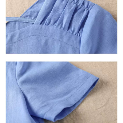 Đầm suông nữ - váy suông trơn cổ tròn dáng rộng ngắn tay, kèm đai eo rời, chất linen mát Haint Boutique Da209